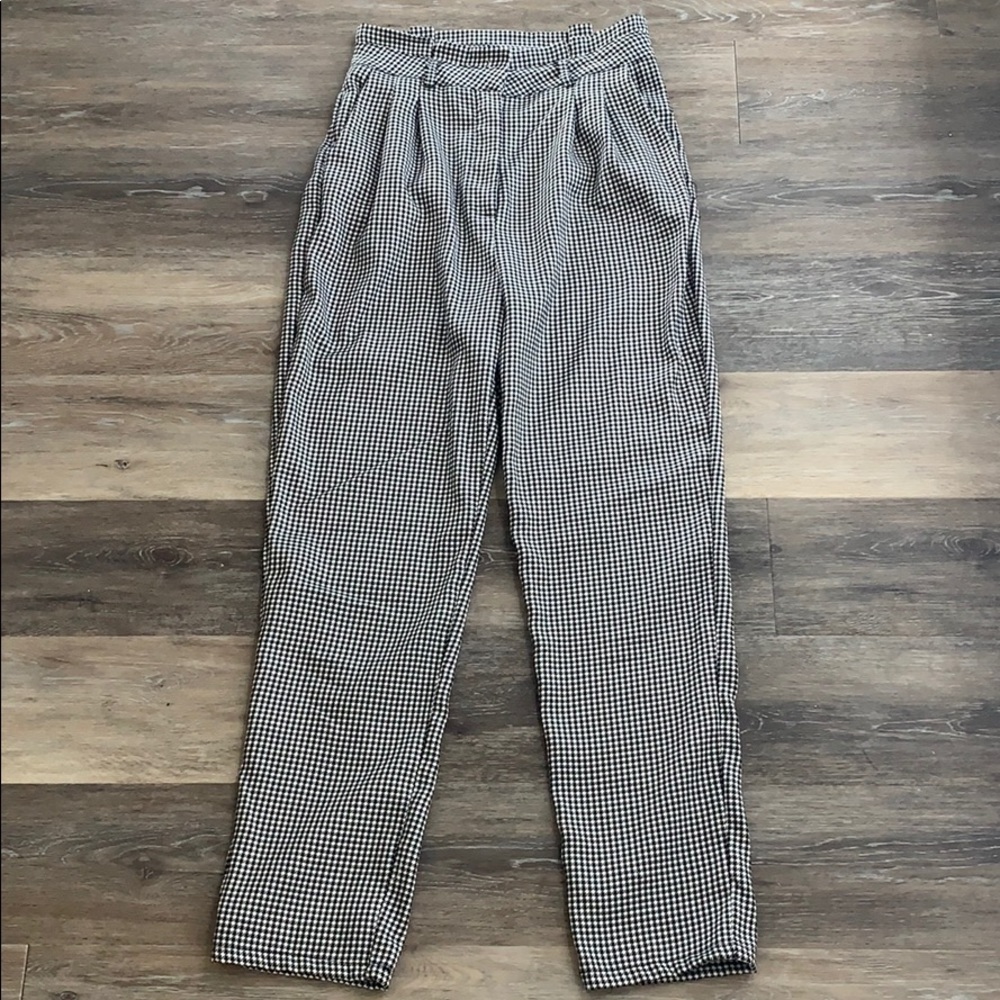 ASOS Houndstooth High Waist Paperbag Pant